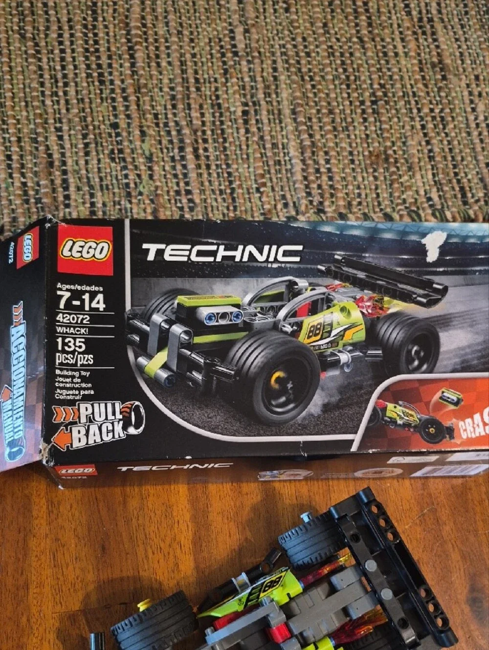 LEGO Technic Black and Lime Green Pull-Back Race Car Put Together